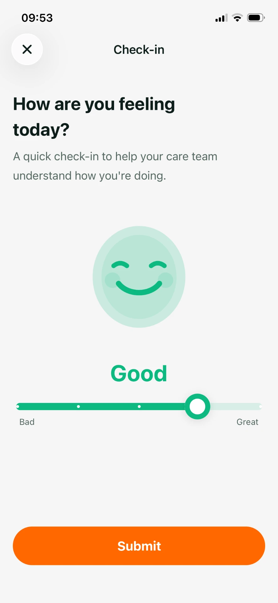 Vitala patient app: Daily check-in