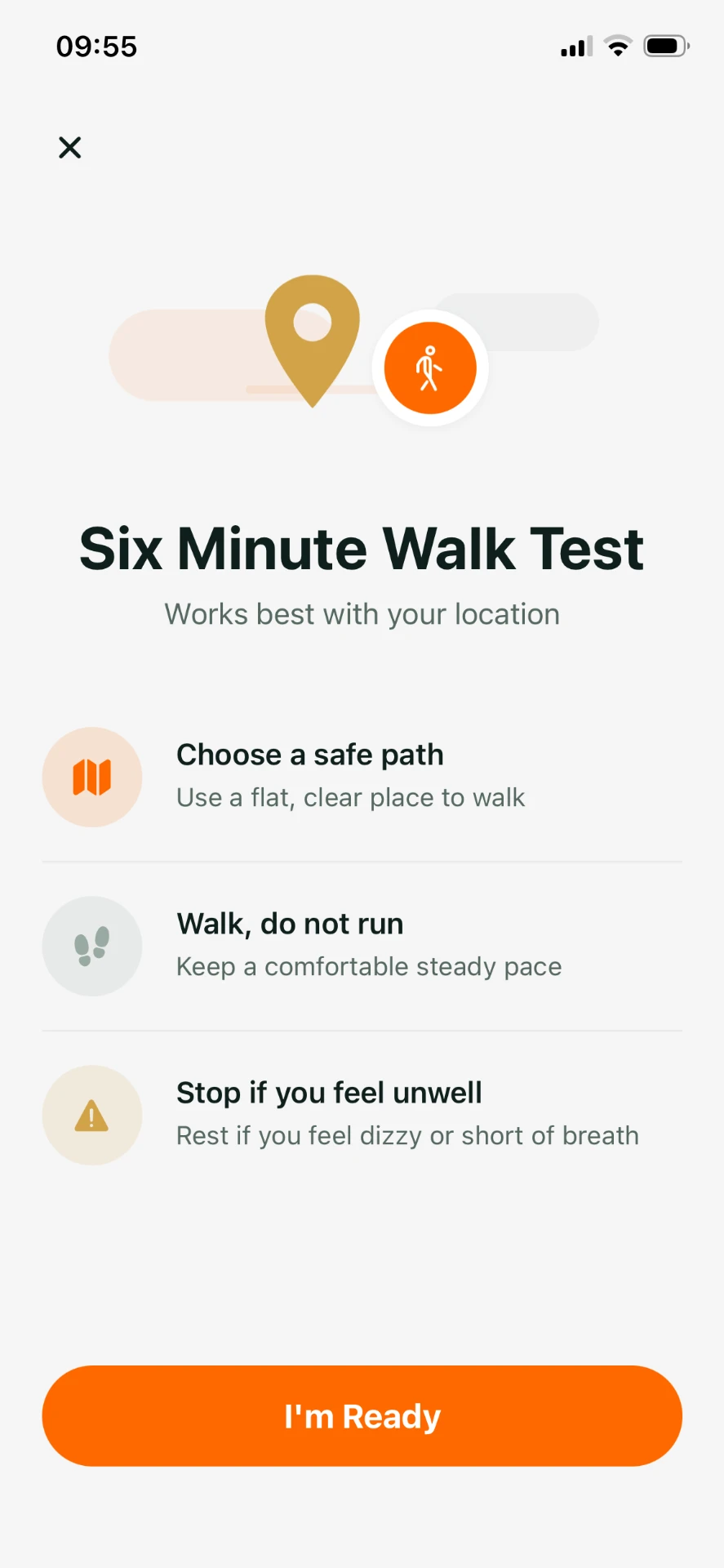 Vitala patient app: Six-minute walk test